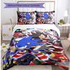 Sonic Pattern Printed 3PCS Bedding Set, Soft Skin-Friendly Washable Duvet Cover & Pillowcases Set