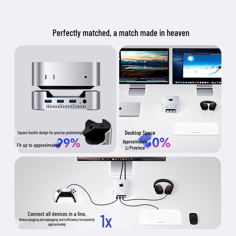 Док-станция для Mac Mini M1/M2 Pro со слотом для M.2 SSD, расширением USB, слотами для SD/TF-карт