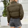 BITCED Autumn/Winter Women's Short-Length Cotton Coat Long-Sleeved High-Neck Thermal Jacket Loose-Fit Casual Cotton Jacket Puffer Coat