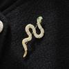 Zircon Zodiac Snake Brooch Vintage Metal Snake Lapel Pin Rhinestone Animal Collar Pins New Year