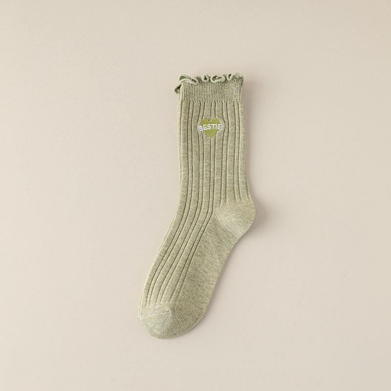 Women's Summer Thin Style Lacy Wooden Ear Edge In The Tube Pile Socks