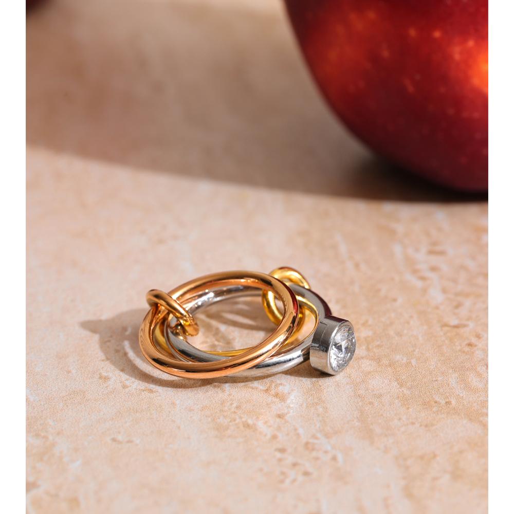 Eetit Delicate Stainless Steel 3 Colors 3 Finger Links Stacked Ring Delicate Popular Attractive Jewelry Accessories