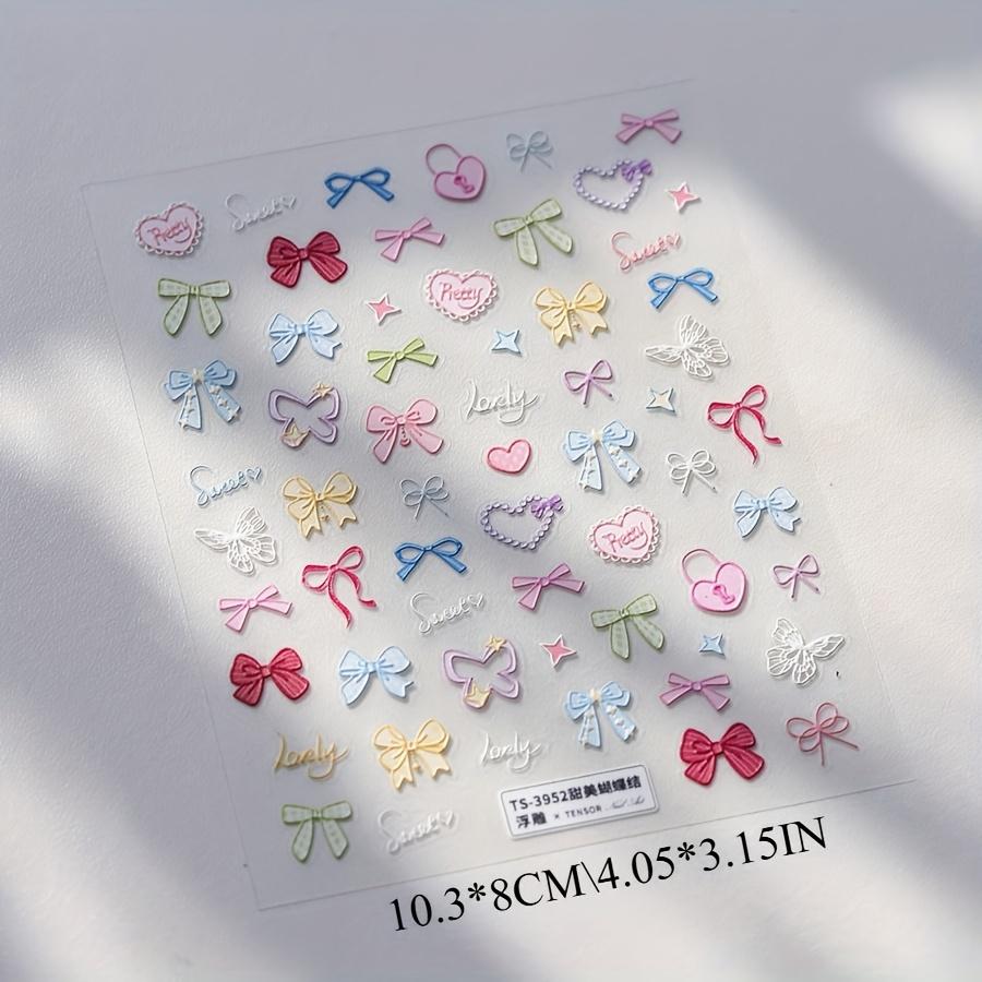 Милые наклейки для дизайна ногтей с тиснением в виде бантиков, Милые летние наклейки для ногтей, DIY наклейки, Наклейки для бумажных стаканчиков, Украшения для маникюра, Подходящие женские подарки