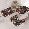 Набор из 4 предметов для ванной комнаты: Занавеска для душа, Впитывающий коврик для пола в ванную, Коврик с U-образным вырезом, Коврик на крышку унитаза для ванной