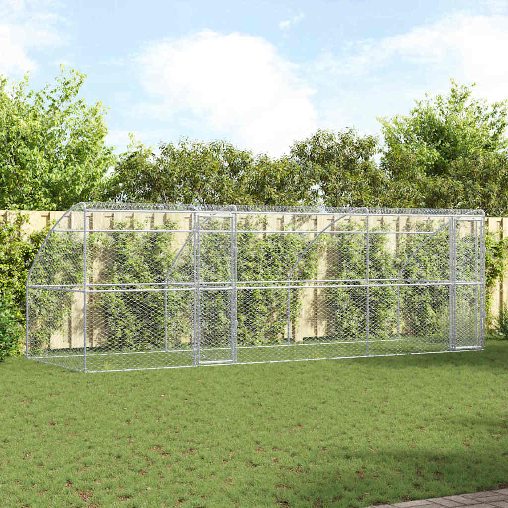 Dog Kennel 3 pcs Silver 6 x 2 x 2 m Galvanized Steel
