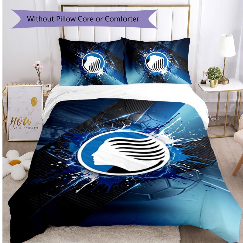Atalanta FC Printed 3PCS Bedding Set Breathable Duvet Cover with Pillowcases Decorative Bed Linen for Bedroom Home