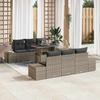 7 Piece Sofa Set with Cushions Gray Poly Rattan
