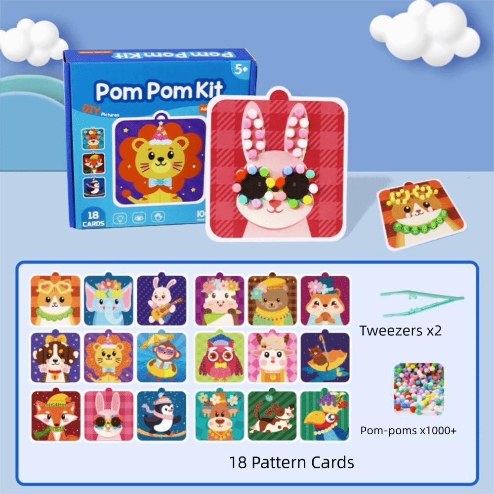 Handmade Material Children's Sticker Book Hairball Pompom Crafts Toy  Kids Activity