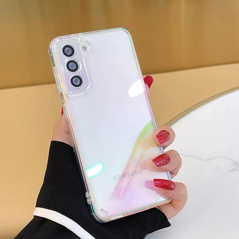 Градиентный чехол для телефона с лазерным эффектом для Samsung Galaxy S25 S24 S23 S22 S21 S20 Note 20 Ultra Plus S24FE S23FE Противоударный чехол из мягкого ТПУ