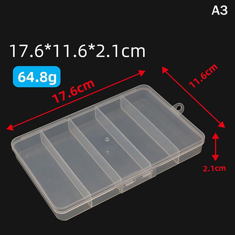 5 Compartment Clear Plastic Lure Storage Case for Fly Fishing Spoons Hooks Baits Tackle Box