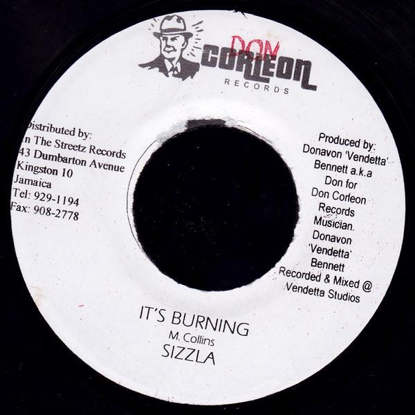 7-дюймовая пластинка SIZZLA - It's Burning NONE Don Corleon Rec 2003 Ямайка Регги, Ска и Даб Б/у