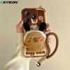 KEYSION Cute 3D Cartoon Plush Case for Realme C63 C61 with Lanyard Soft Silicone Shockproof Phone Back Cover for Realme C53 C51