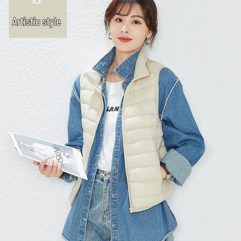 Женский легкий жилет Youjia с 90% пуха белой утки - Без рукавов, теплый и стильный для осени и зимы