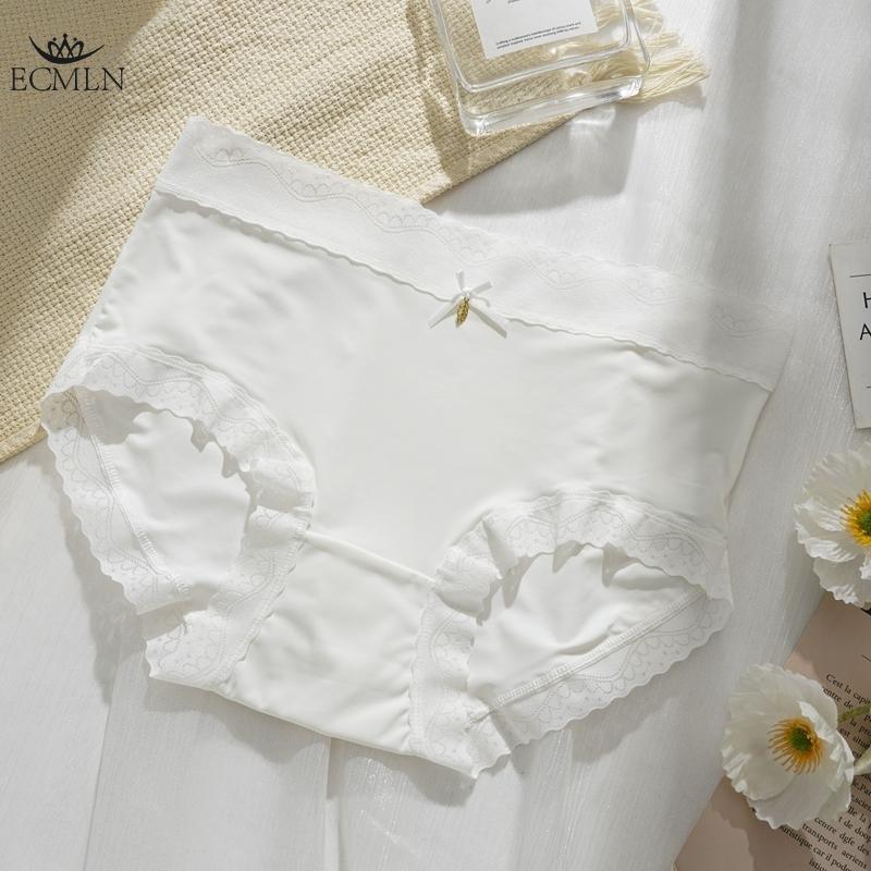 Ice Silk Panties for Women New Bow Seamless Mid-waist Underwear Summer Thin Breathable Pure Cotton Crotch Sexy Briefs