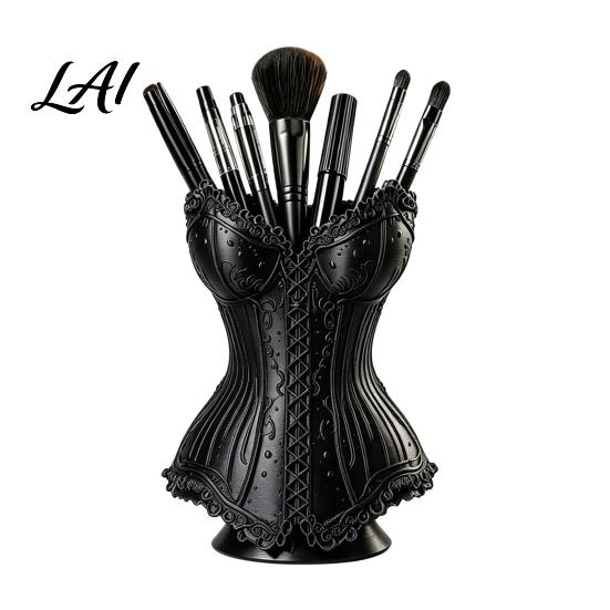 Study Room Organizer Gothic Corset Pen Holder 3D Printed Vintage Dark Makeup Brush Retro Decor Decorative Desk for Office Vanity Halloween