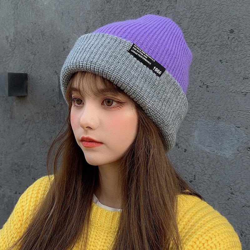 Hat Female autumn and winter trendy versatile knitted hat small face retro warm Internet celebrity wool hat