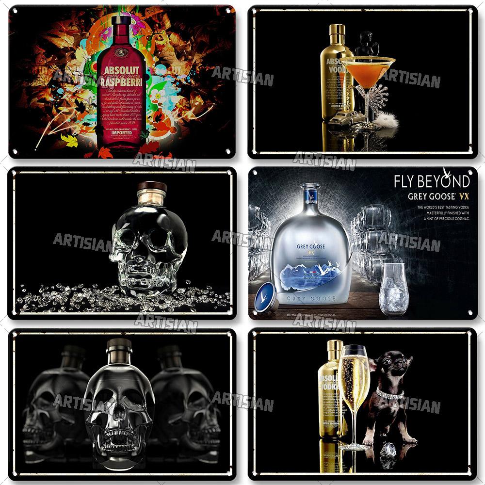 Водка Металлические Таблички Декоративная Тарелка Вино Металлическая Жестяная Табличка Ретро Металлический Постер Алкоголь Настенная Тарелка Домашний Бар Студия Индустриальный Декор