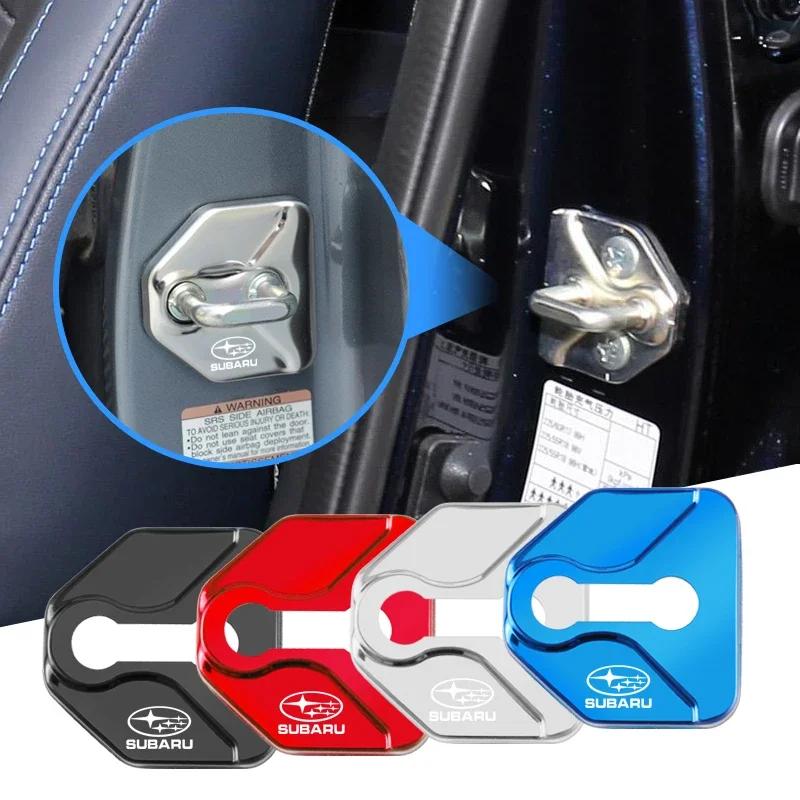 4PCS Car Door Lock Cover Stainless Steel Protection Accessories For Subaru STI Forester Impreza Legacy Outback XV BRZ WRX