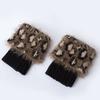1Pair Ladies Knit Cover Boot Warm Sock Leopard Pattern Leg Turned Leg Warmer Fake Fur Short