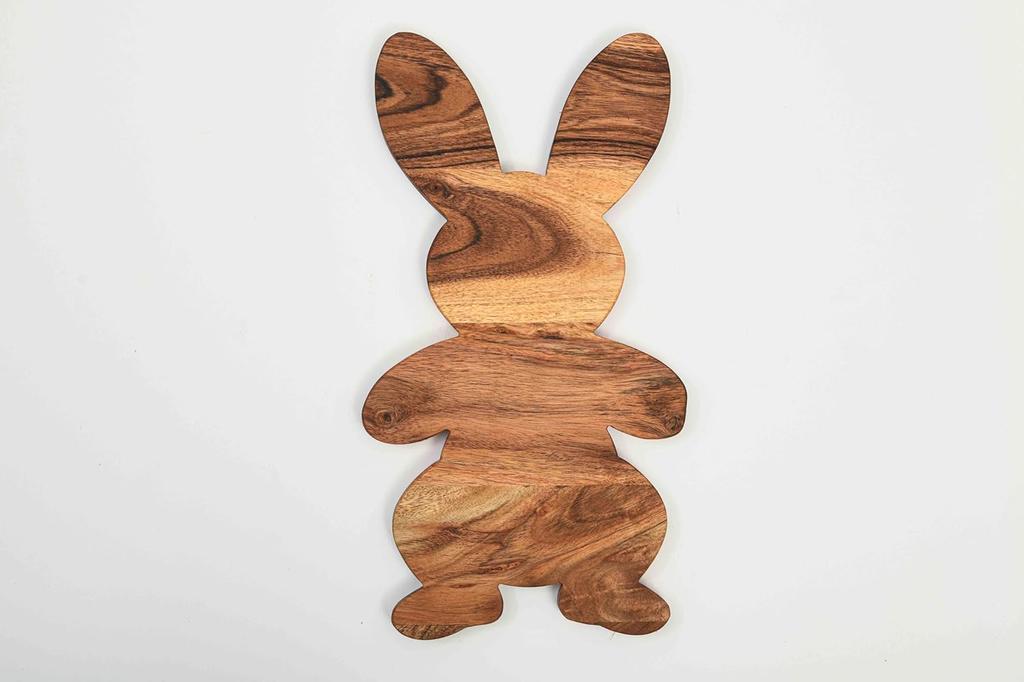 Bunny Shaped Wood Serving Board, Wood Cutting Board for Kitchen, Wooden Charcuterie Boards, Funny Dancing Bunny Serving Platter for Cheese and Food