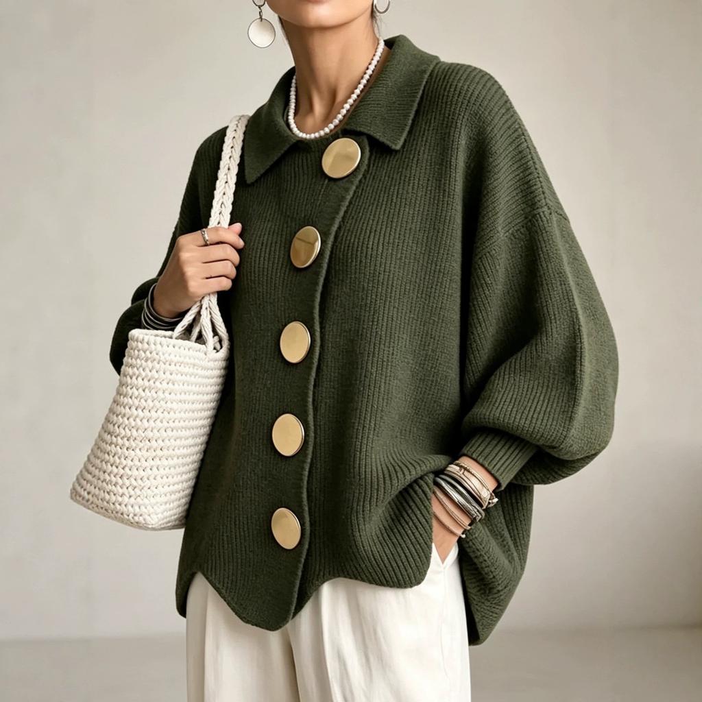 Women S Casual Loose Fit Buttoned Knit Cardigan For Autumn