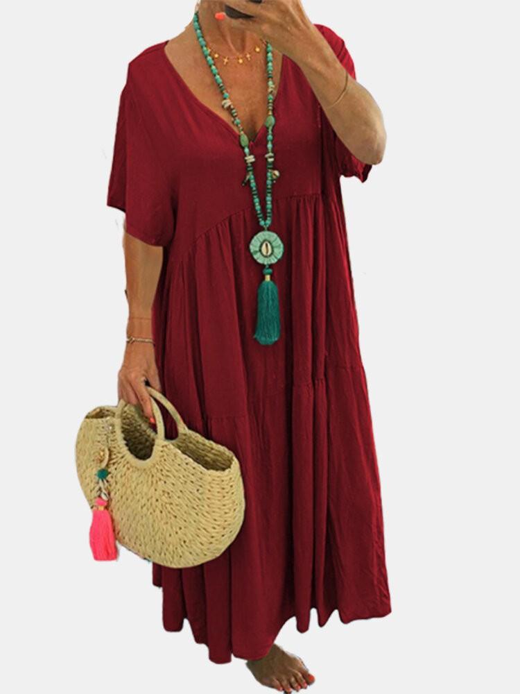 2026 spring and summer European and American WISH Amazon's new V-neck irregular multi-color multi-size long pendulum dress