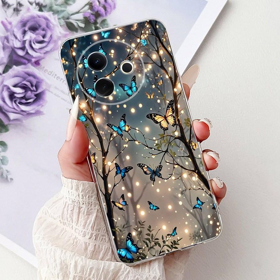 Case For Vivo Y39 Y300i 5G Cover V2436 V2444A New Fashion Flower Butterfly Soft Silicone Clear Cover For VivoY39 VivoY300i Funda