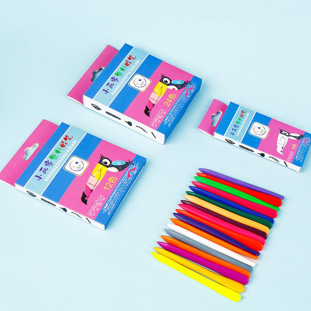 6/12/24/36 Colors Non-Dirty Hands Plastic Crayon Erasable Painting Tools Triangular Children Wax Pencil Graffiti Oil Stick