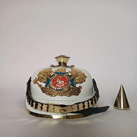 Белый Немецкий Шлем Pickelhaube Spike Кожаный Императорский Прусский Шлем Pickelhaube