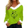 Women's T Shirt Tee Christmas Shirt Long Sleeve Party Christmas Print Fleece Collar V Neck Top