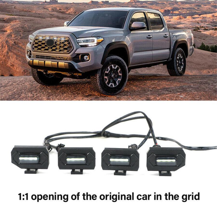 4x 12V Светодиодный комплект подсветки решетки с дымчатыми линзами для автомобиля Белый свет для Toyota Tacoma 2020-21