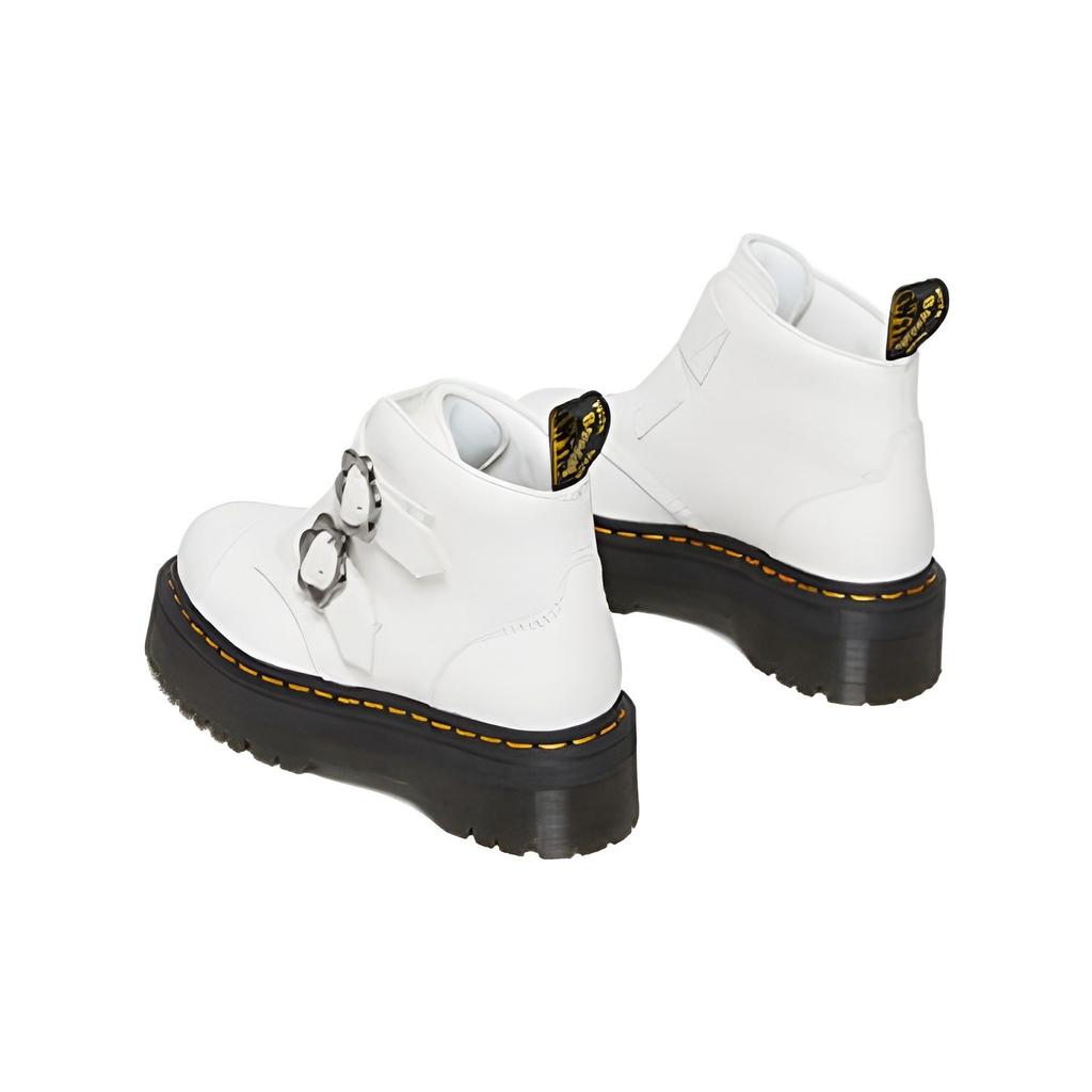 Dr. Martens Fusion Floral Buckle Strap Boots Women Boots White 27642100