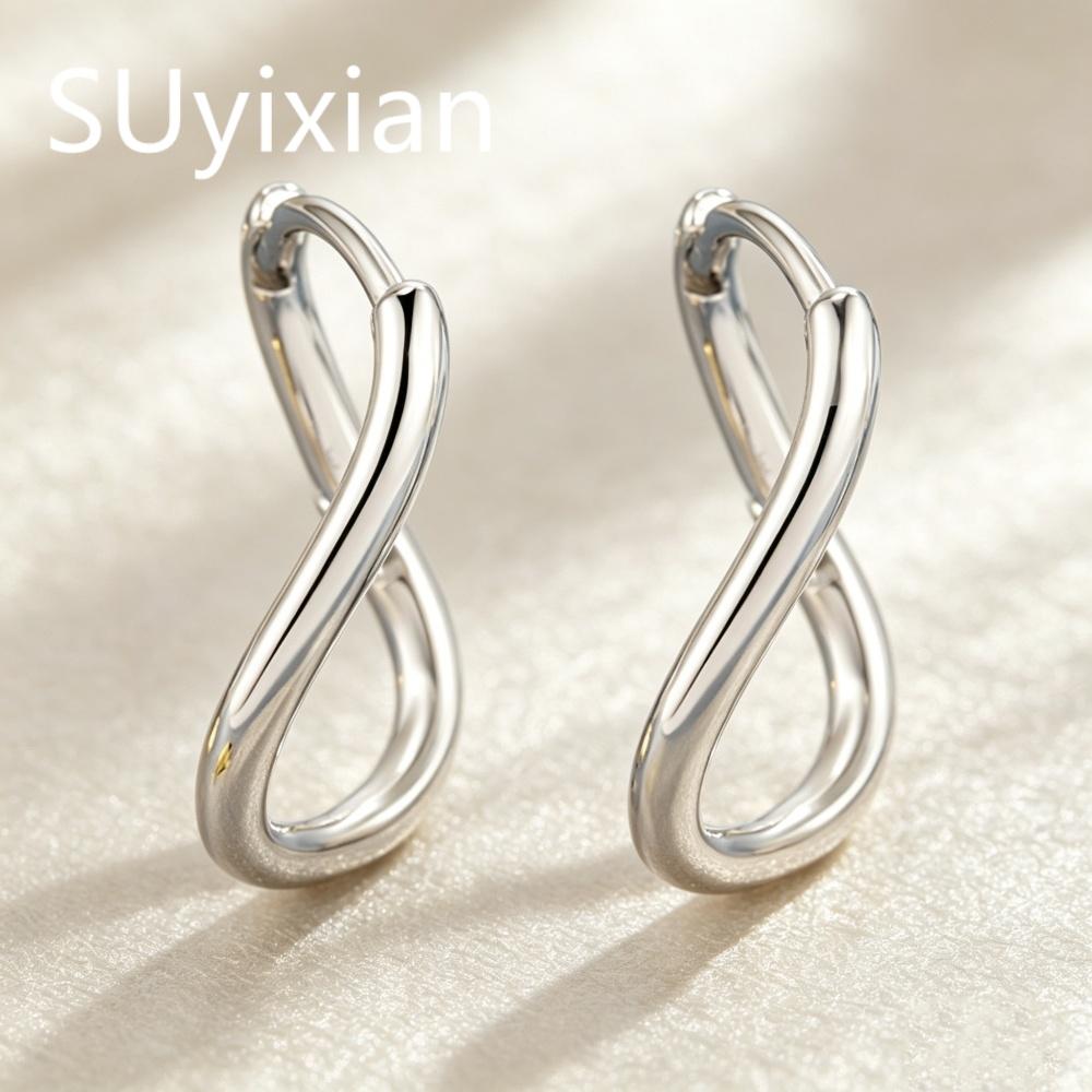 925 Sterling Silver Stylish Dexterous Geometric Mobius Twist Earrings, Birthday Party Anniversary Gift, Daily Commuter