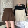Vintage Corduroy High Waist Pleated Skirt for Women, Autumn and Winter Fashion
