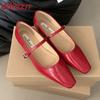 Fashion Red Footwear Shallow Ladies Heeled Shoes 2025 New In Spring Summer Fashion Buckle Strap Women 2.5CM Heels Mary Janes Pumps Shoes