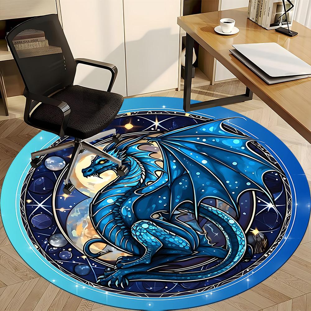 1pc Dragon Fantasy Office Round Area Rug, Under Office Chairs Bedroom Living Room Home Decor, Room Deco, Available in Various Sizes