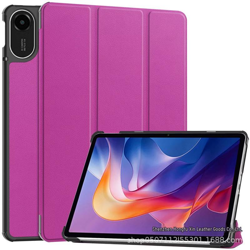 Кожаный чехол-книжка с тремя сгибами и защитой от падения для Xiaomi Redmi Pad 2 2025