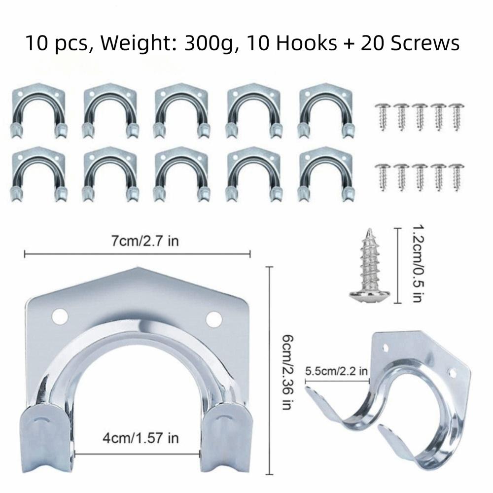 10Pcs Durable Tool Storage Hooks Easy Install Hose Storage Hook Garden Metal Hooks Shed Organizer
