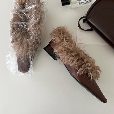 Бен~ Ретро квадратный носок толстый каблук туфли Мэри Джейн бархатные туфли одинарки женские зимние для работы теплые пушистые туфли