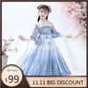 Hanfu qiz Xitoycha uslubdagi mato yozgi ko'ylak Qadimgi Tang kostyumi super peri kostyumi kichkina qizaloq suv parisi malika yubkasi ichki kiyim