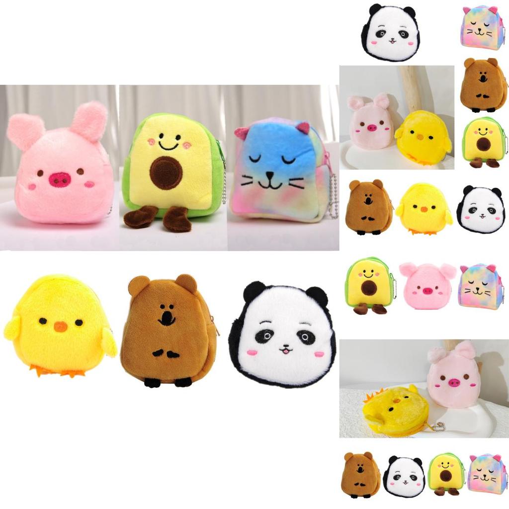 Пушистый кошелек для монет Милый и модный плюшевый кошелек для ежедневного использования С животным принтом