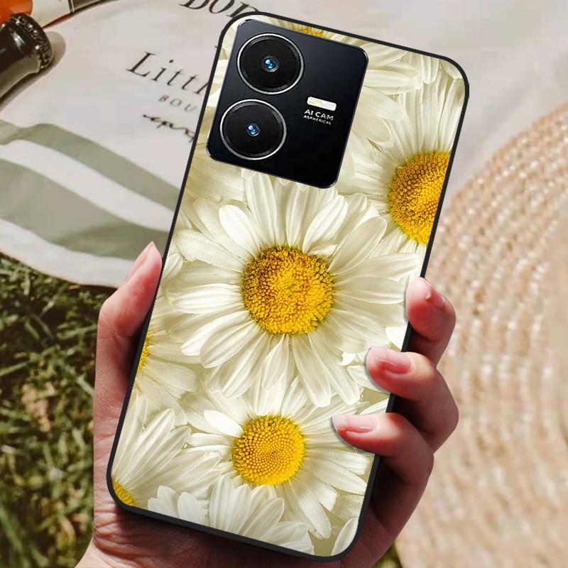 Для чехла Vivo Y22 Y22s 2022 Модный расписной черный силиконовый мягкий чехол на заднюю панель Для чехла для телефона Vivo Y22s VivoY22 Y 22 Y22 s 4G Coque