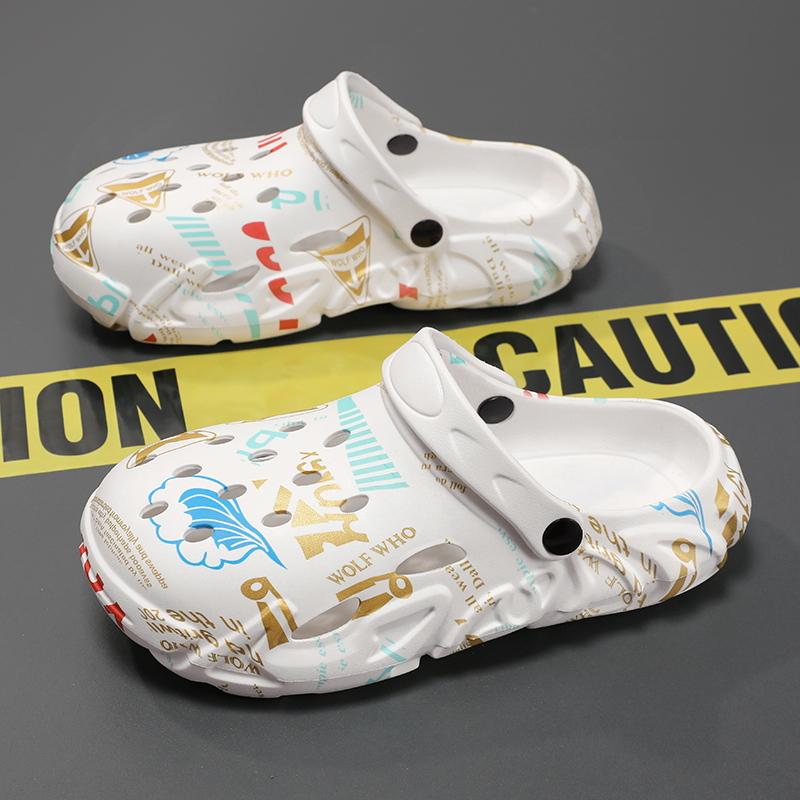 Сандалии, мужские тапочки, мужская обувь для дома и улицы, мягкие и удобные, с цветным принтом, износостойкие, вентилируемые, нескользящие