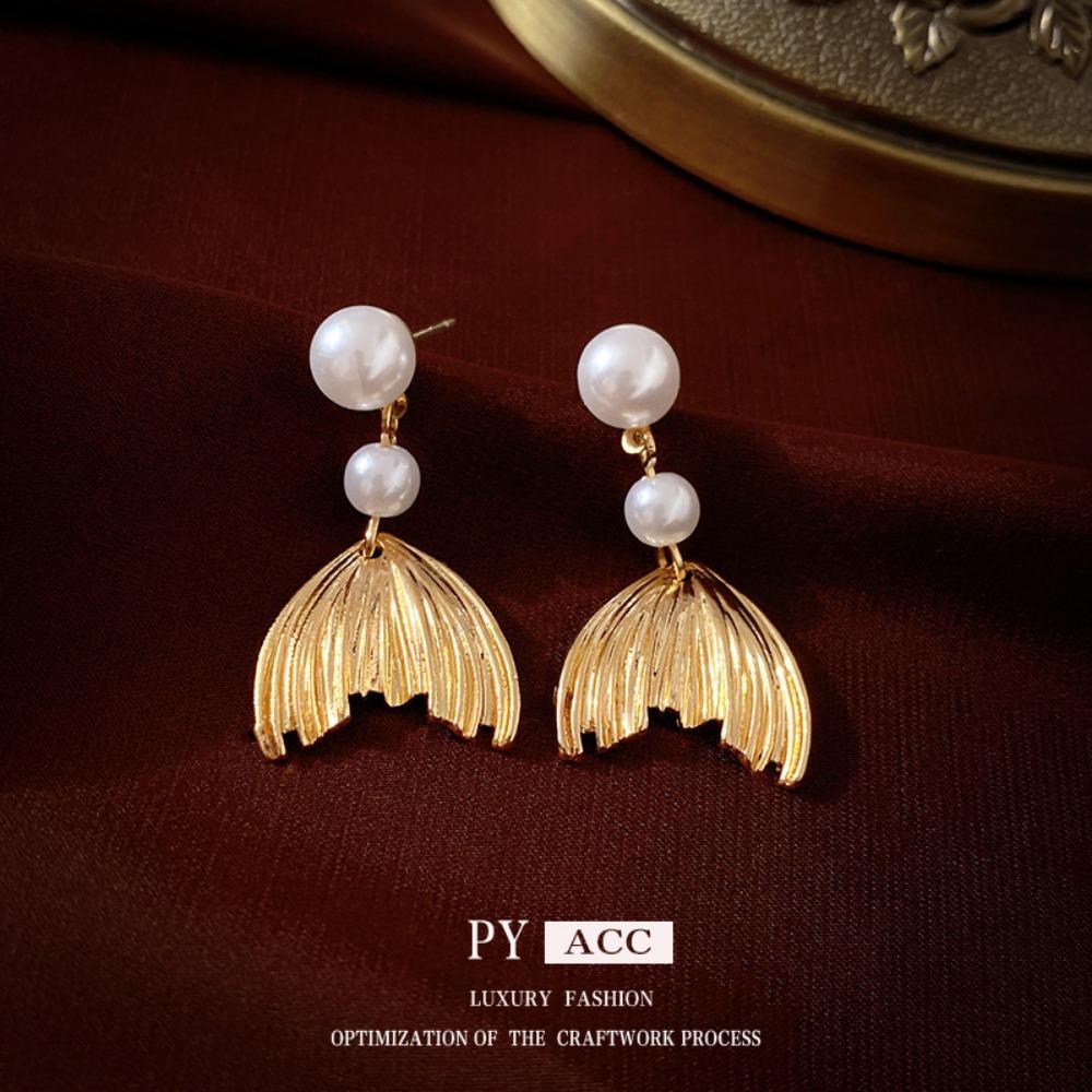 Французские ретро темпераментные жемчужные серьги легкая роскошь высококлассные серьги-пусеты нишевая атмосфера универсальные серьги