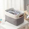 Large Foldable Cotton & Linen Storage Basket - Washable Organizer for Clothes, Socks & Books