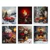 Vintage Red Christmas Tree Truck Candle Decorative Posters Merry Christmas Canvas Painting Living Room Wall Art Holiday Decor