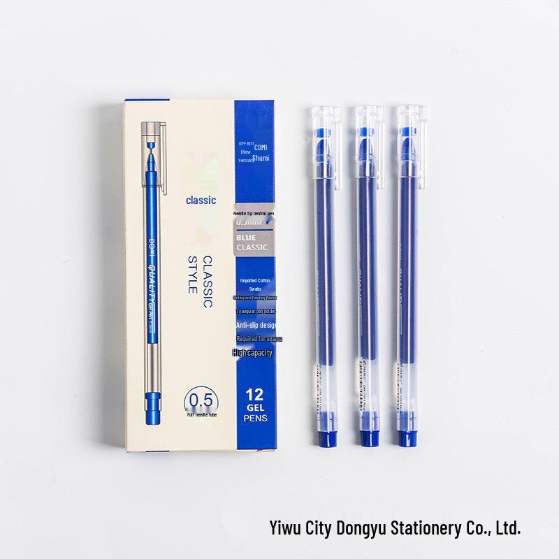 Dong Mi 1011 Large Capacity Needle Tip Signature Pen with Cap - Red, Blue, Black Ink, 0.5mm