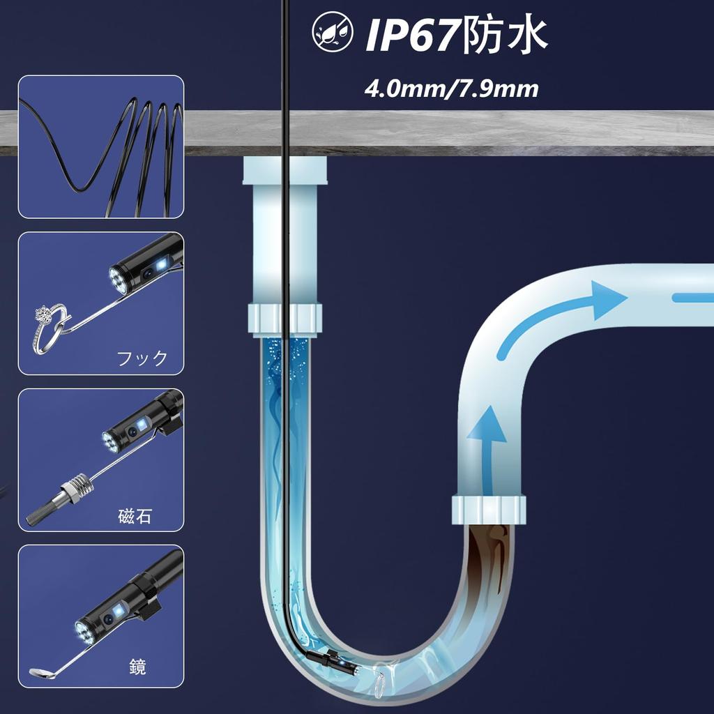 Энновор Фиброскоп 1920P Эндоскоп Двойная камера IP67 Водонепроницаемая камера-эндоскоп USB Lightning Подключение Микроскоп Не требует зарядки Без Wi-Fi