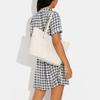 Coach 34 Solid Color Embossed Logo Snap Pebble Texture Leather Tote Bag Women tote White CC050-IMCHK