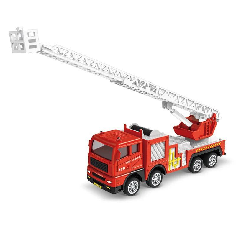 Inertia Fire Truck Models Kids Toy Car Pull Back Sliding Ladder Firetruck Vehicle For Toddler Collection Car Set Kids Boys Gift